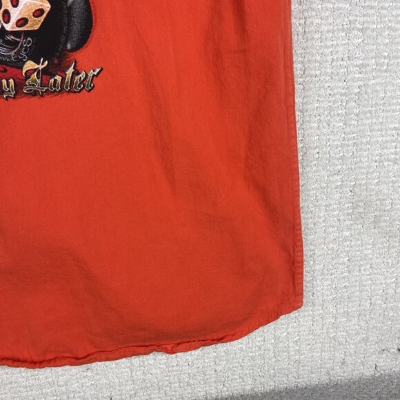 Y2K USA Biker Design Vest Mens L Orange Sleeveless Cut Off Bike Week 2007 - Picture 7 of 16